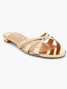 Aquazzura - Tati Leather Slide Sandals - size 37.5